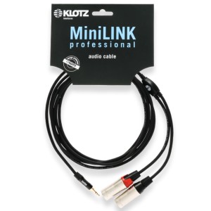 KLotz KY9-300 MiniLink PRO Y cable, TRS 3.5 mm to 2 x XLR Male 3P - 3 Meter